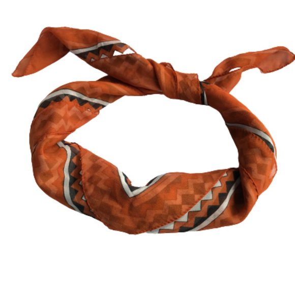 Vintage Burnt Orange Black Sheer Tribal Scarf - Picture 2 of 14